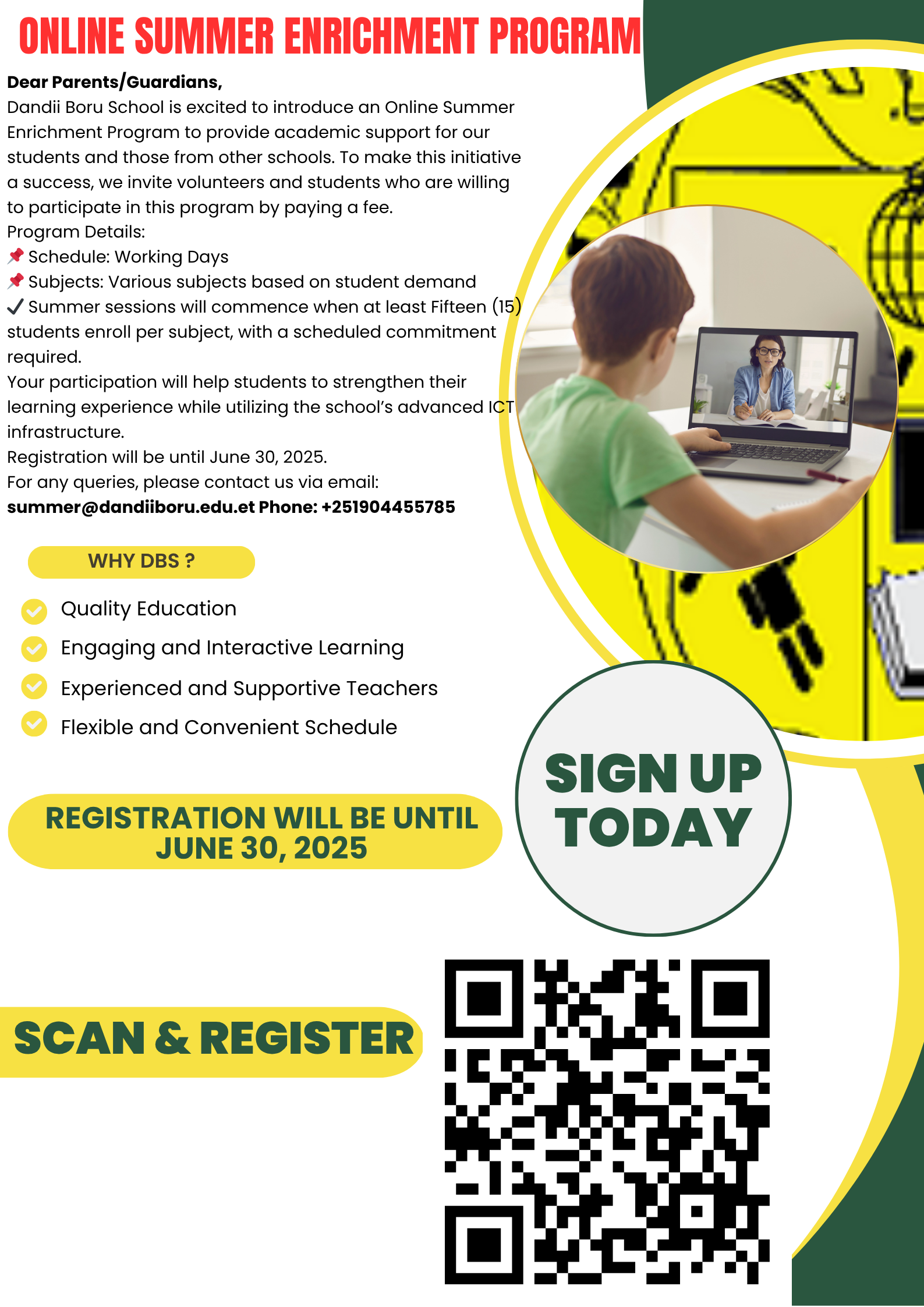 Online summer enrichment program